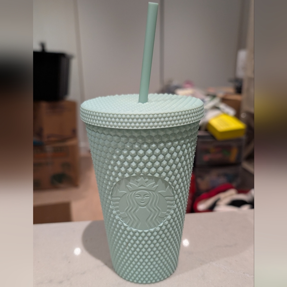 Brand New Starbucks Studded Mint Green Cold Cup With Straw 16 oz